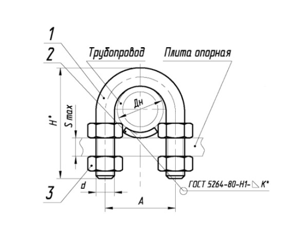 Опора подвижная хомутовая бескорпусная 630 мм ТПР.10.14(1).00.000-18
