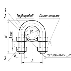 Опора подвижная хомутовая бескорпусная 32 мм ТПР.10.14(1).00.000-01