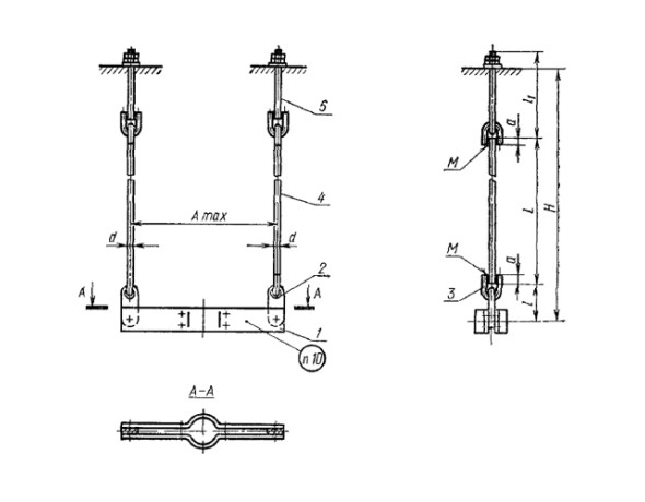 Подвески для вертикальных трубопроводов ПГВ-194 ГОСТ 16127-70
